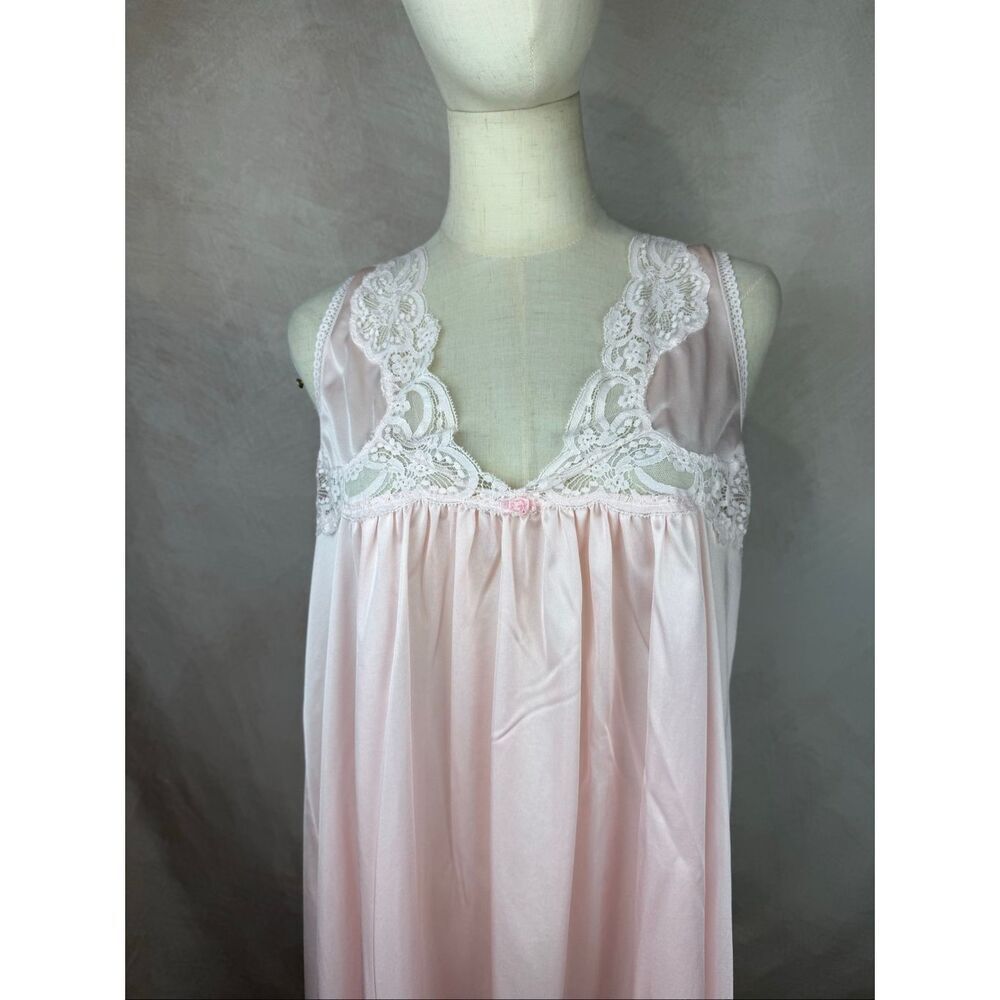 Vintage Barad & Co. Pink Baby Doll Lingerie Nightie Dress Large 100% Nylon - Picture 2 of 8